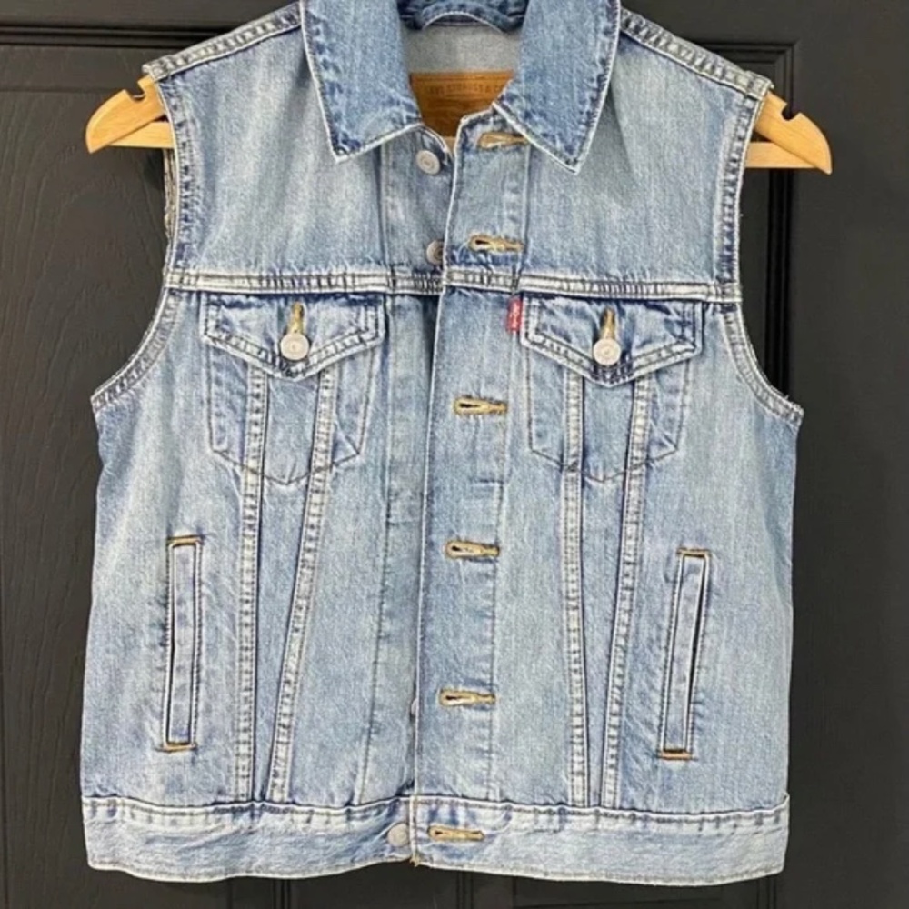 Levi's Premium Cut-Off Denim Jean Blue Vest (XS)